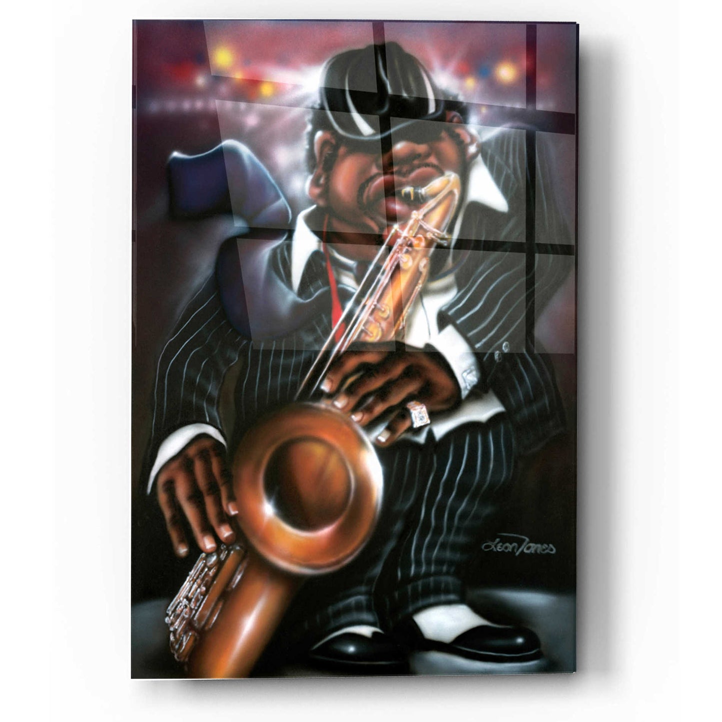 Epic Art 'Jazzman Moe' by Leonard Jones, Acrylic Glass Wall Art,12x16