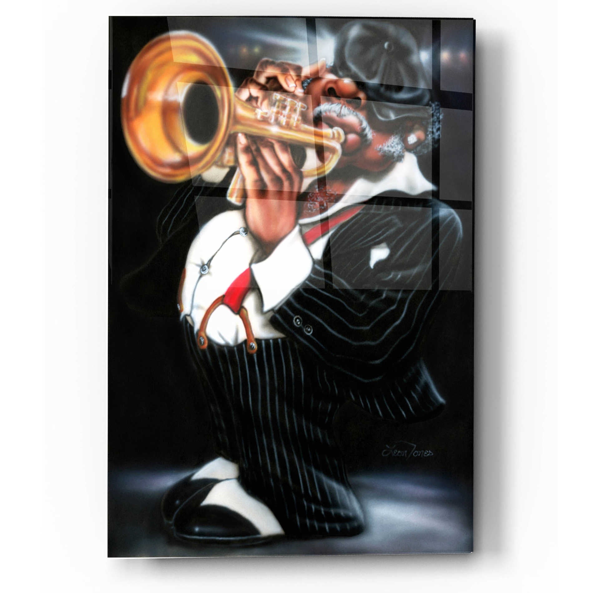 Epic Art 'Jazzman Papa Joe' by Leonard Jones, Acrylic Glass Wall Art,12x16