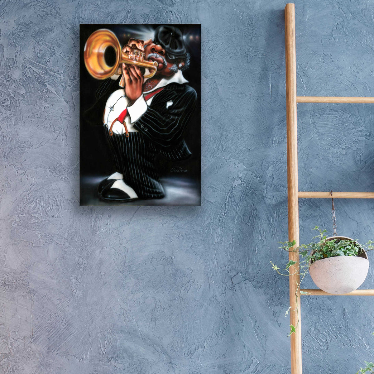 Epic Art 'Jazzman Papa Joe' by Leonard Jones, Acrylic Glass Wall Art,16x24
