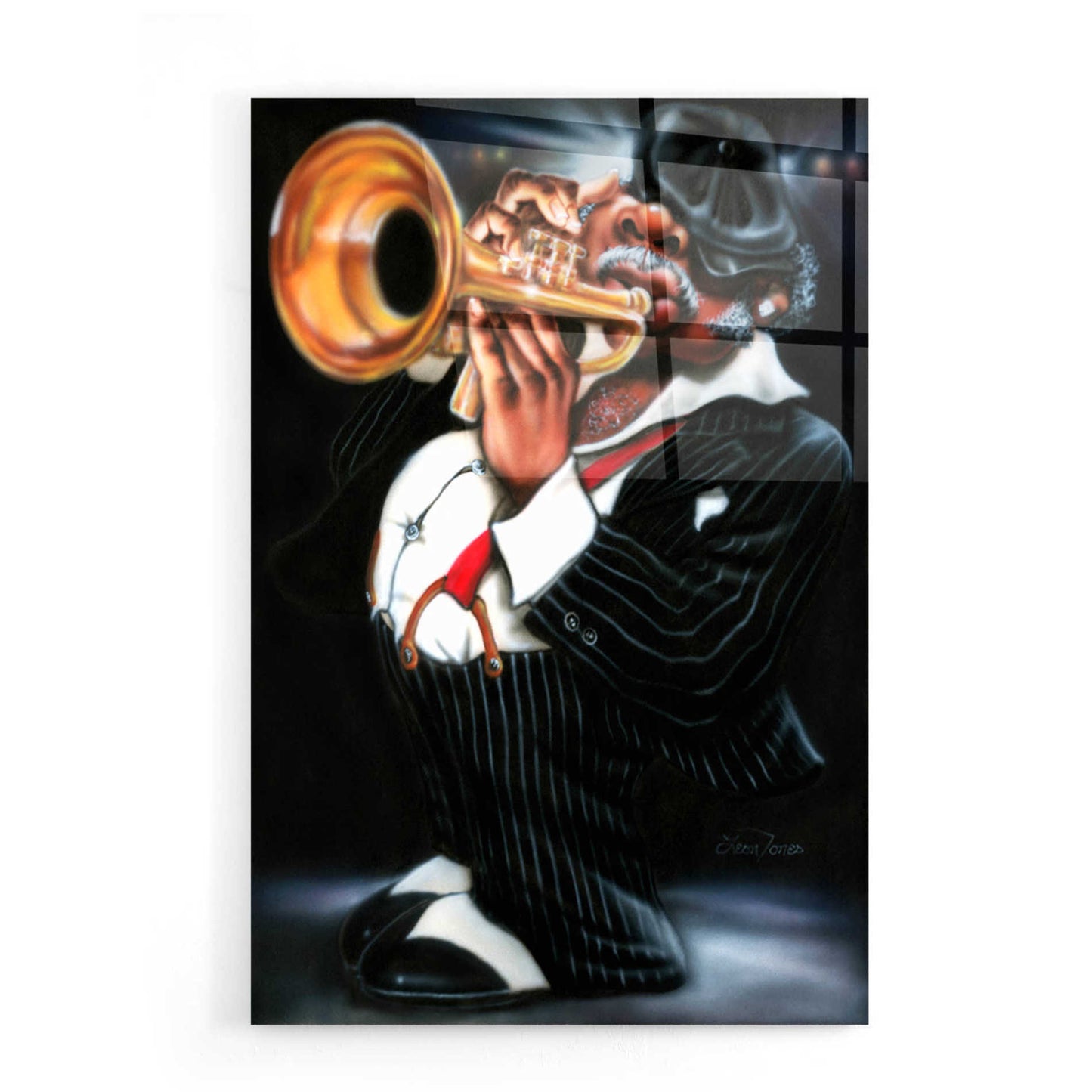 Epic Art 'Jazzman Papa Joe' by Leonard Jones, Acrylic Glass Wall Art,16x24
