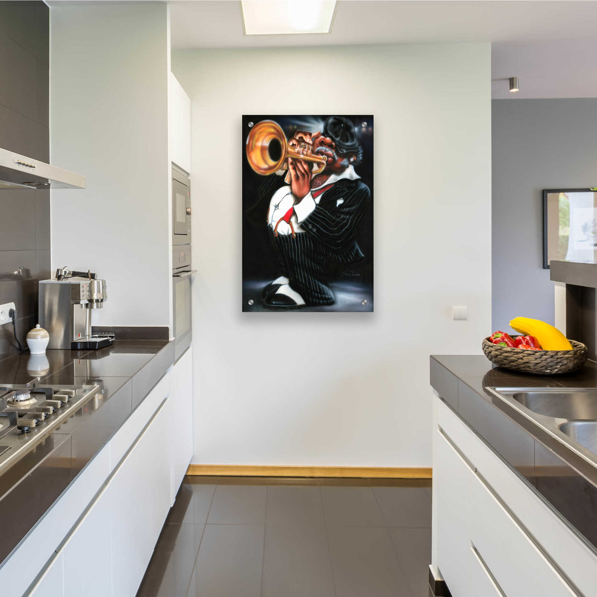 Epic Art 'Jazzman Papa Joe' by Leonard Jones, Acrylic Glass Wall Art,24x36