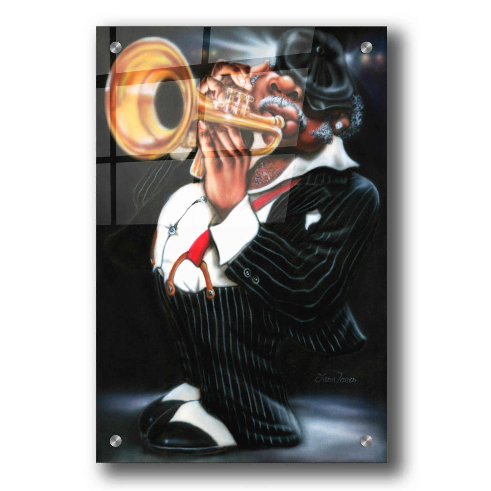 Epic Art 'Jazzman Papa Joe' by Leonard Jones, Acrylic Glass Wall Art,24x36