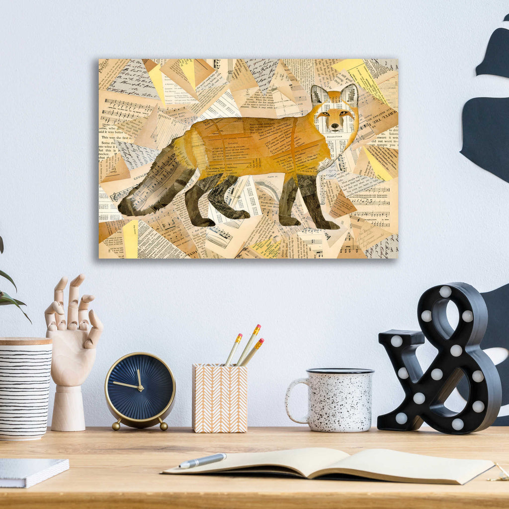 Epic Art 'Red Fox Collage I' by Nikki Galapon, Acrylic Glass Wall Art,16x12