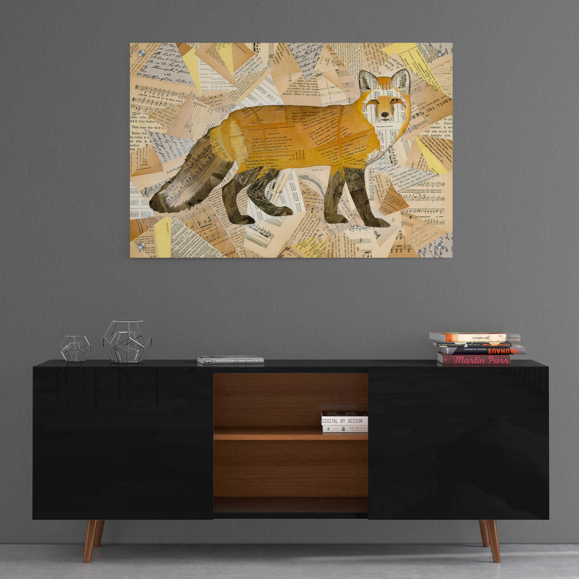 Epic Art 'Red Fox Collage I' by Nikki Galapon, Acrylic Glass Wall Art,36x24