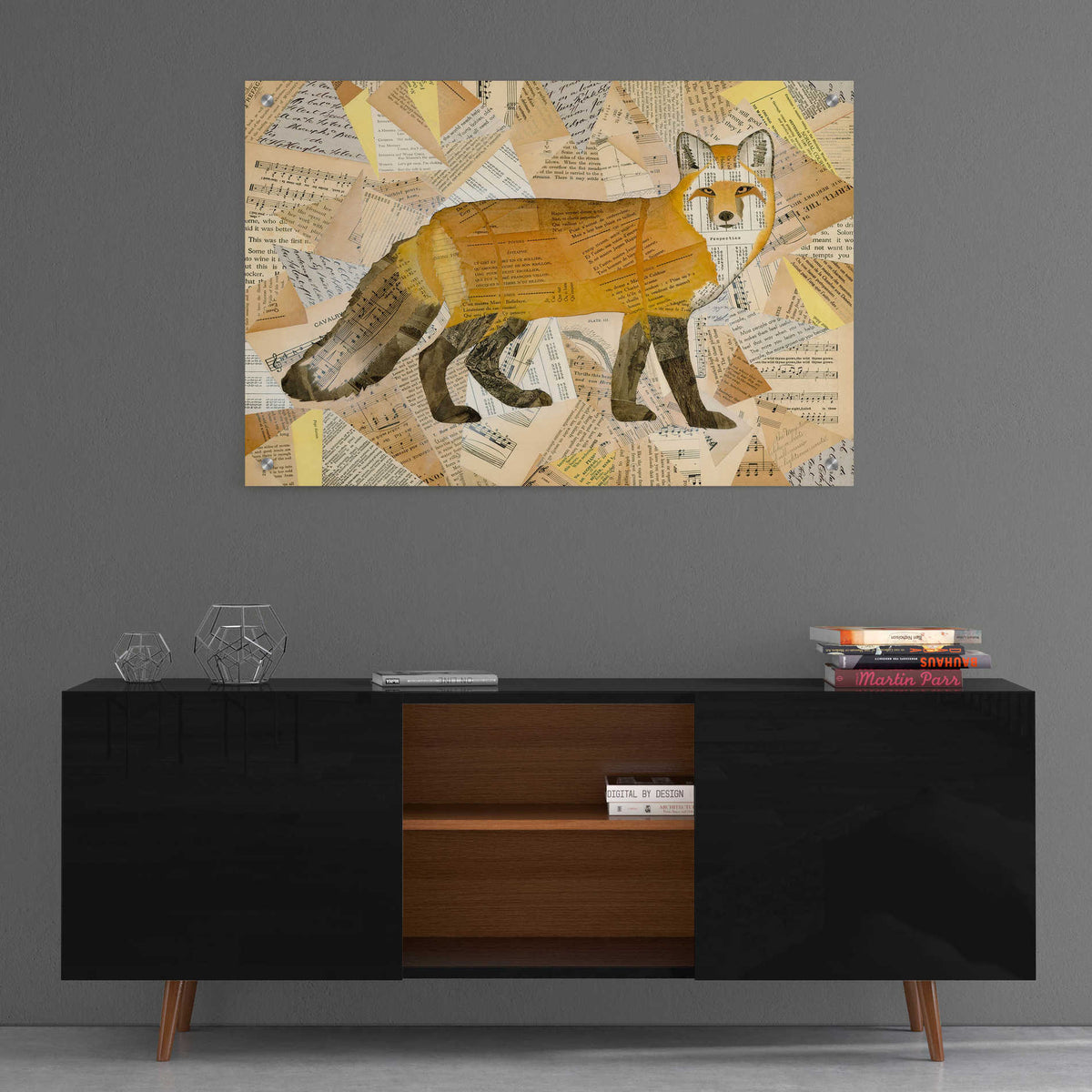 Epic Art 'Red Fox Collage I' by Nikki Galapon, Acrylic Glass Wall Art,36x24