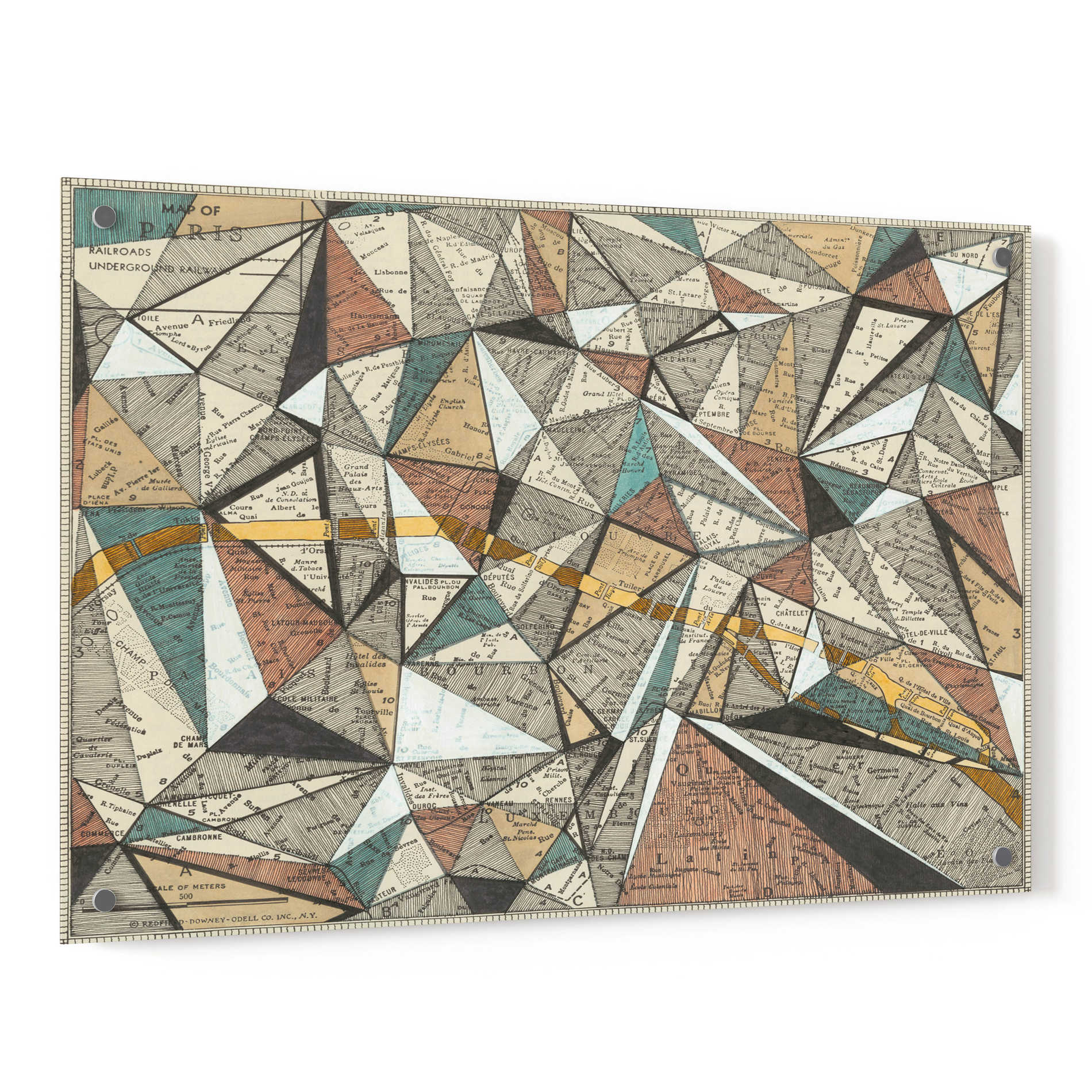 Epic Art 'Modern Map of Paris' by Nikki Galapon, Acrylic Glass Wall Art,36x24