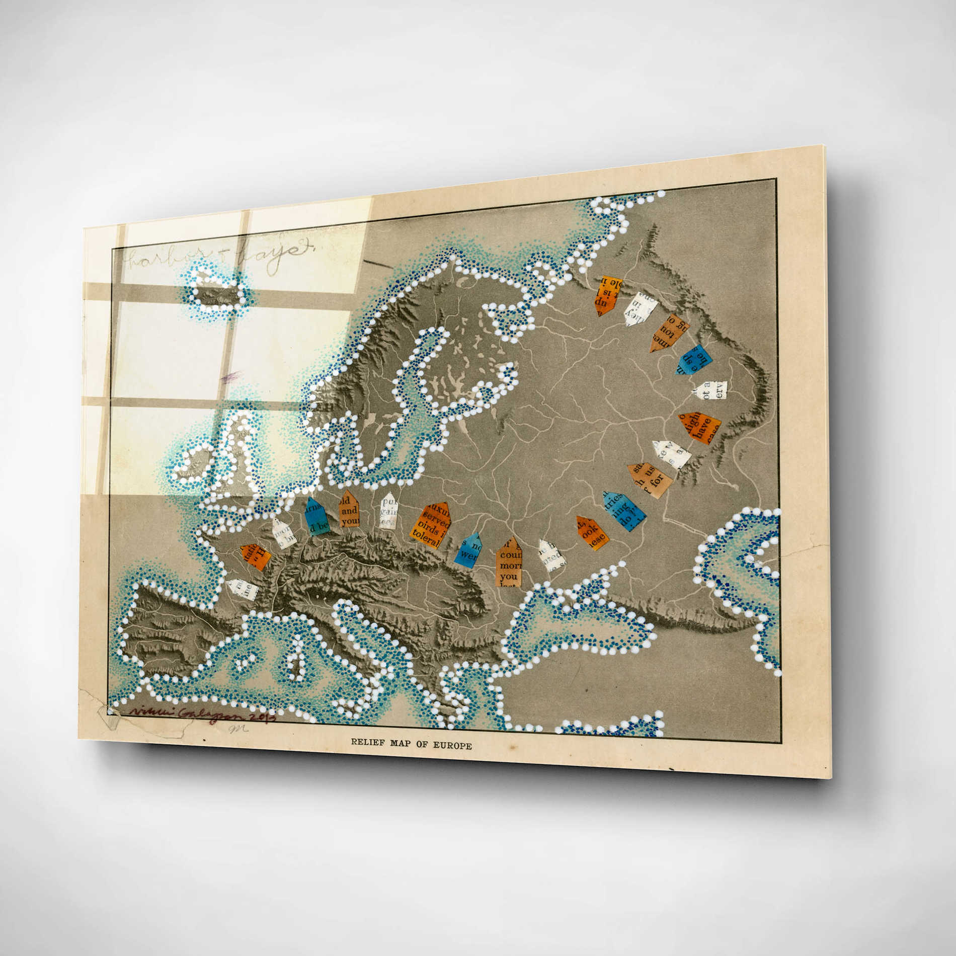 Epic Art 'Relief Map of Europe' by Nikki Galapon, Acrylic Glass Wall Art,16x12