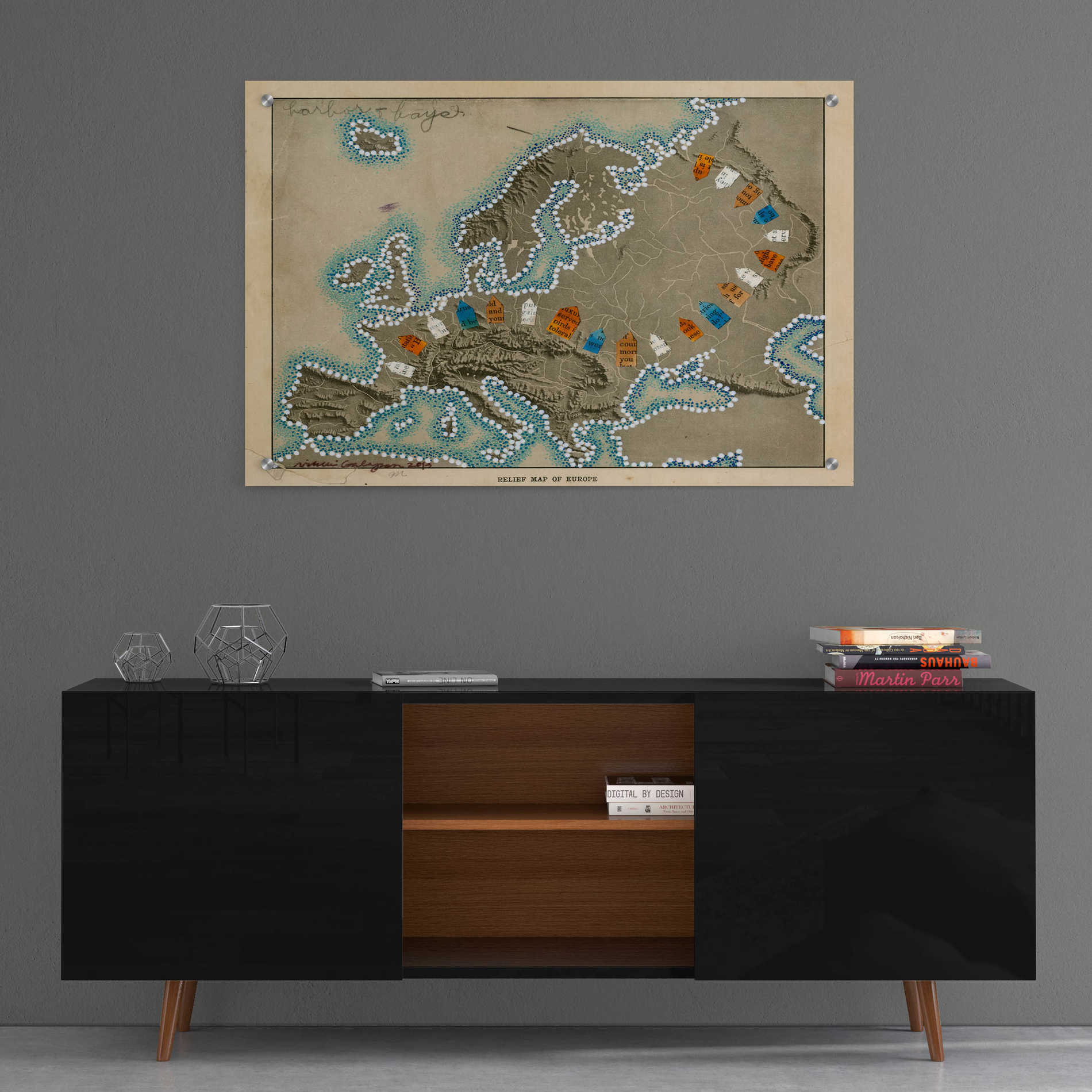 Epic Art 'Relief Map of Europe' by Nikki Galapon, Acrylic Glass Wall Art,36x24