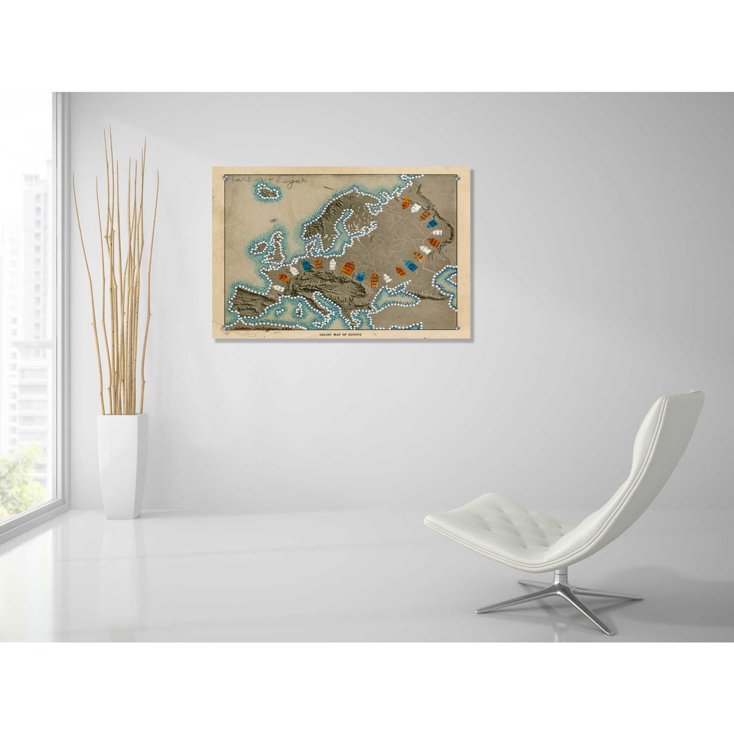 Epic Art 'Relief Map of Europe' by Nikki Galapon, Acrylic Glass Wall Art,36x24