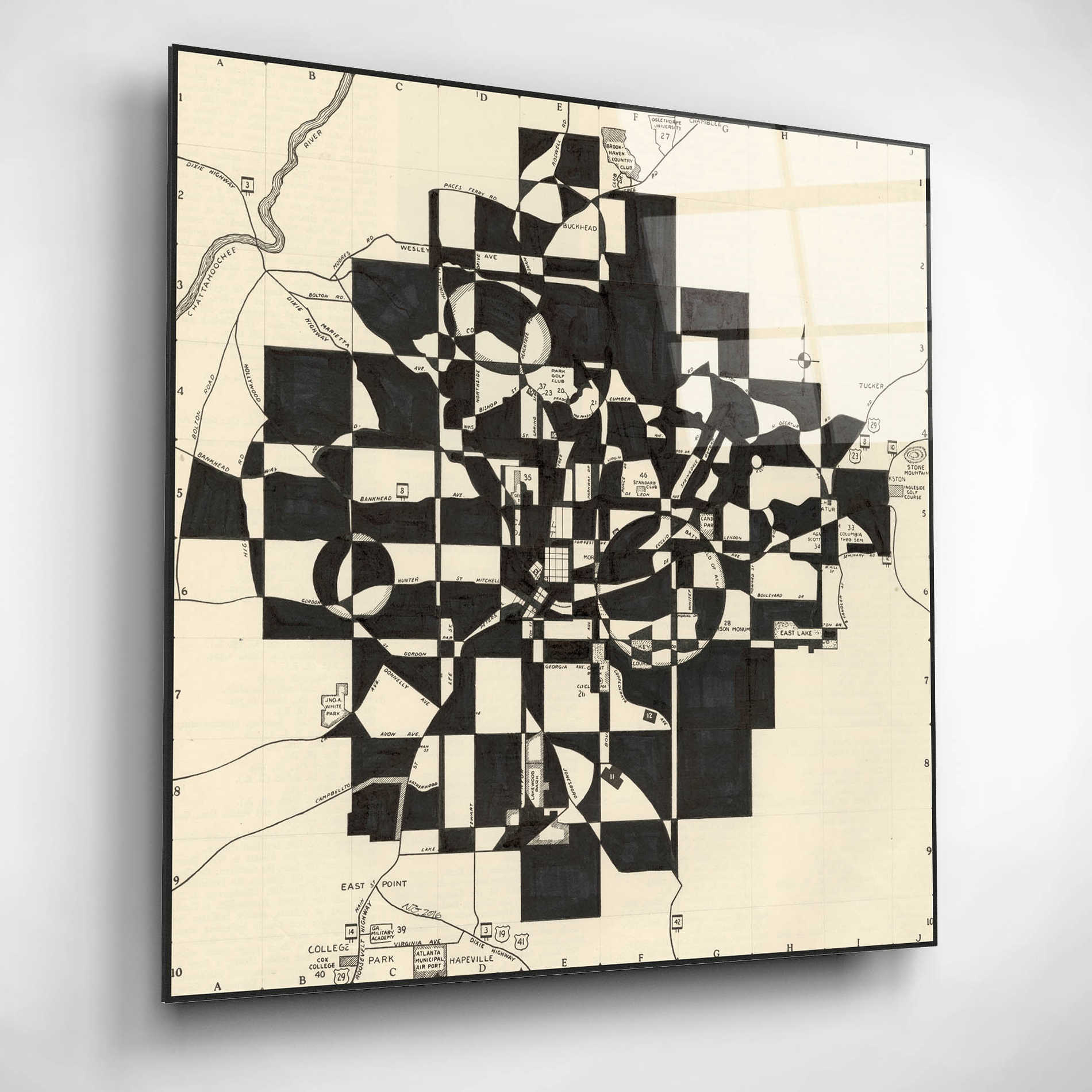Epic Art 'Modern Map of Atlanta' by Nikki Galapon, Acrylic Glass Wall Art,12x12