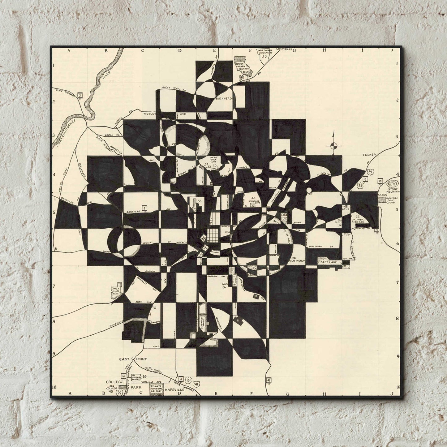 Epic Art 'Modern Map of Atlanta' by Nikki Galapon, Acrylic Glass Wall Art,12x12