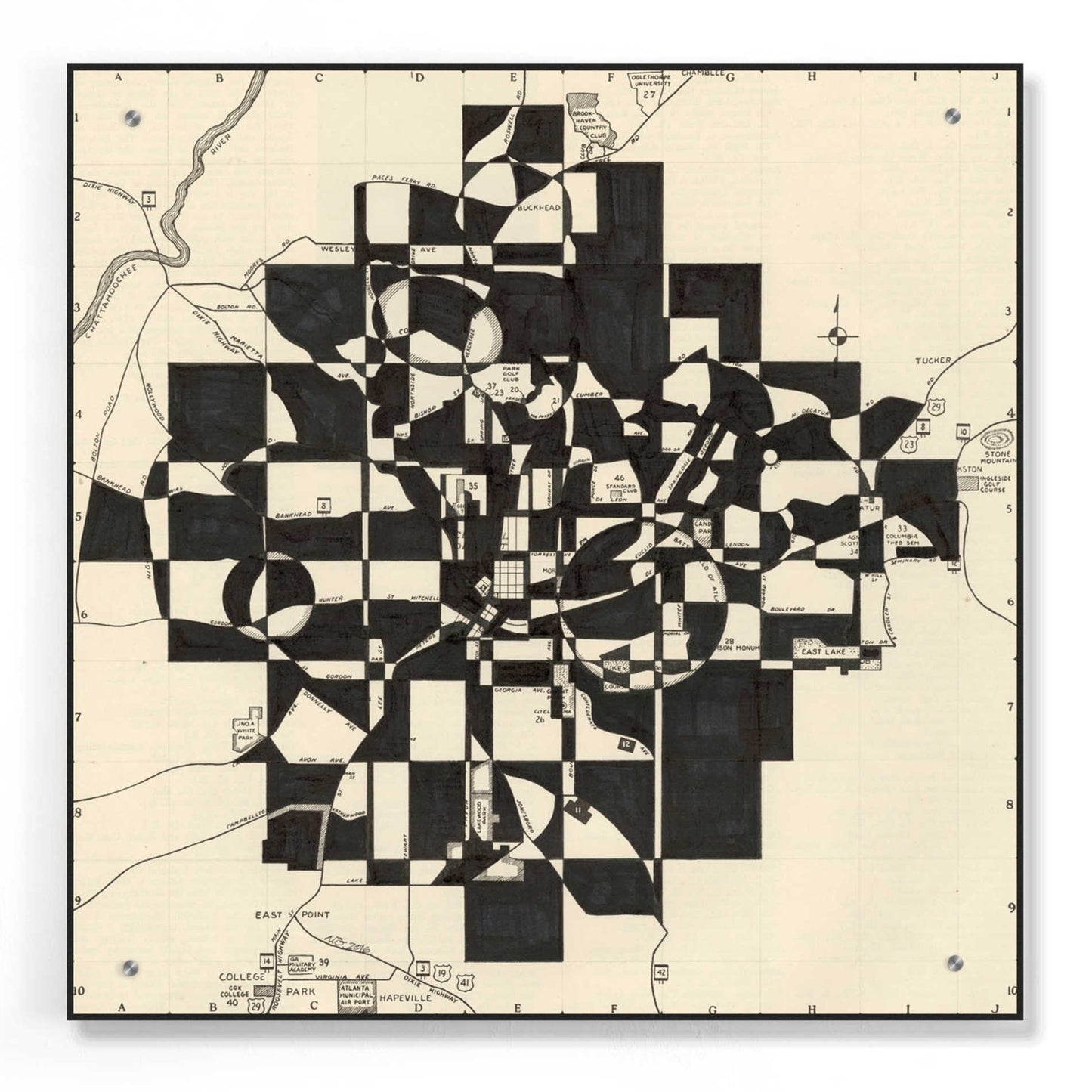 Epic Art 'Modern Map of Atlanta' by Nikki Galapon, Acrylic Glass Wall Art,24x24