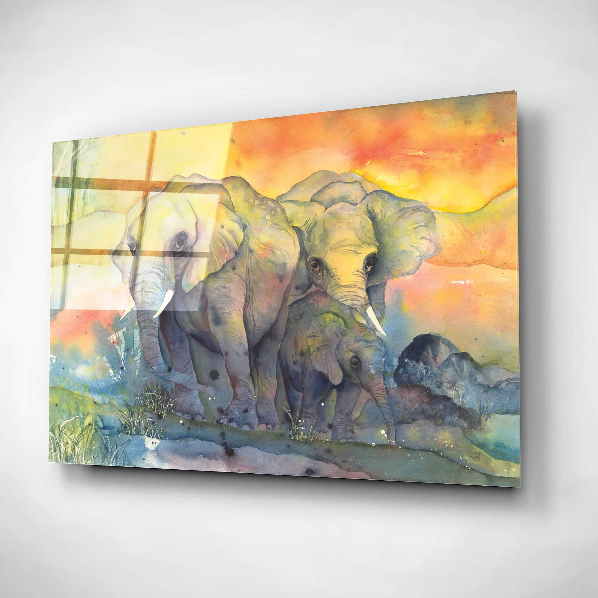 Epic Art 'Elephants Crop' by Chris Paschke, Acrylic Glass Wall Art,16x12