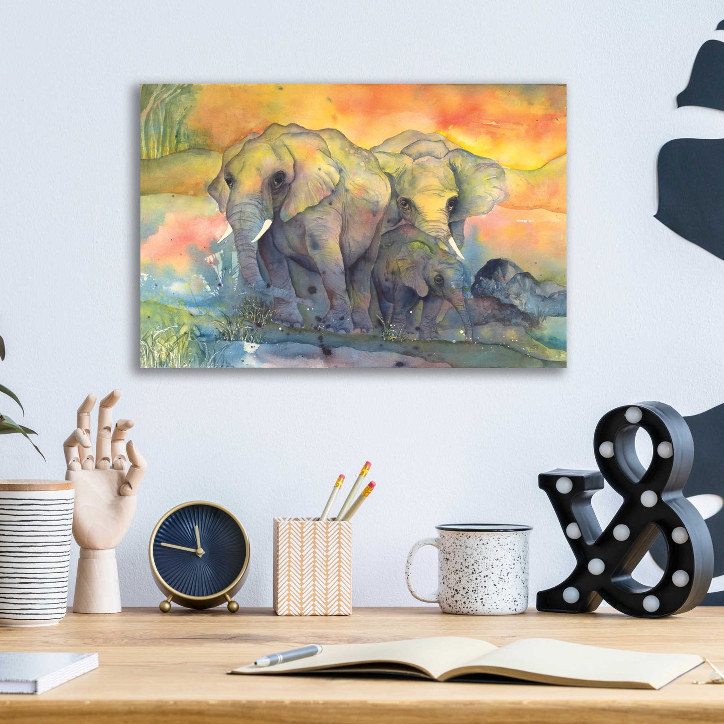 Epic Art 'Elephants Crop' by Chris Paschke, Acrylic Glass Wall Art,16x12