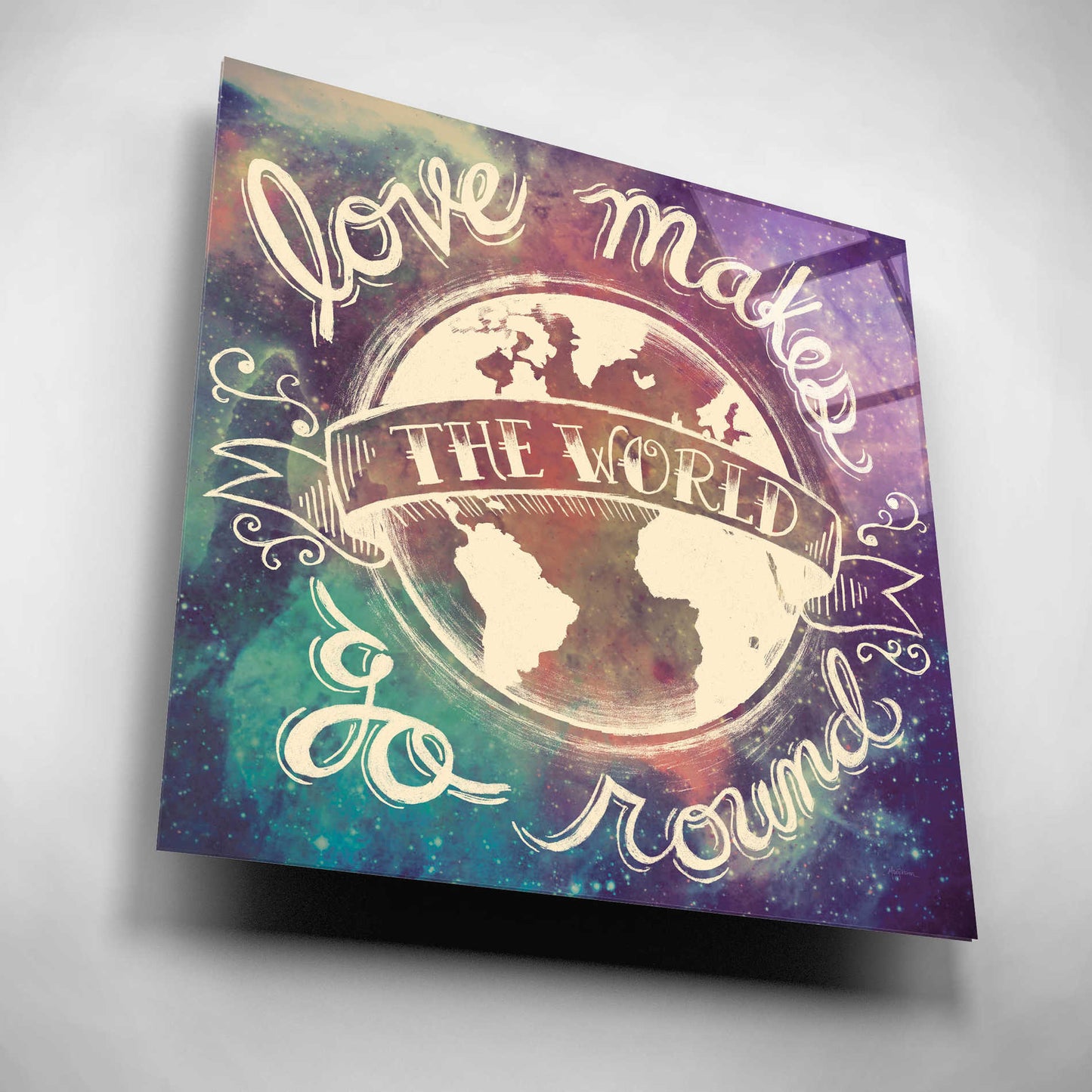 Epic Art 'Universe Galaxy Love Makes' by Mary Urban, Acrylic Glass Wall Art,12x12