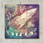 Epic Art 'Universe Galaxy Shoot For the Stars' by Mary Urban, Acrylic Glass Wall Art,12x12