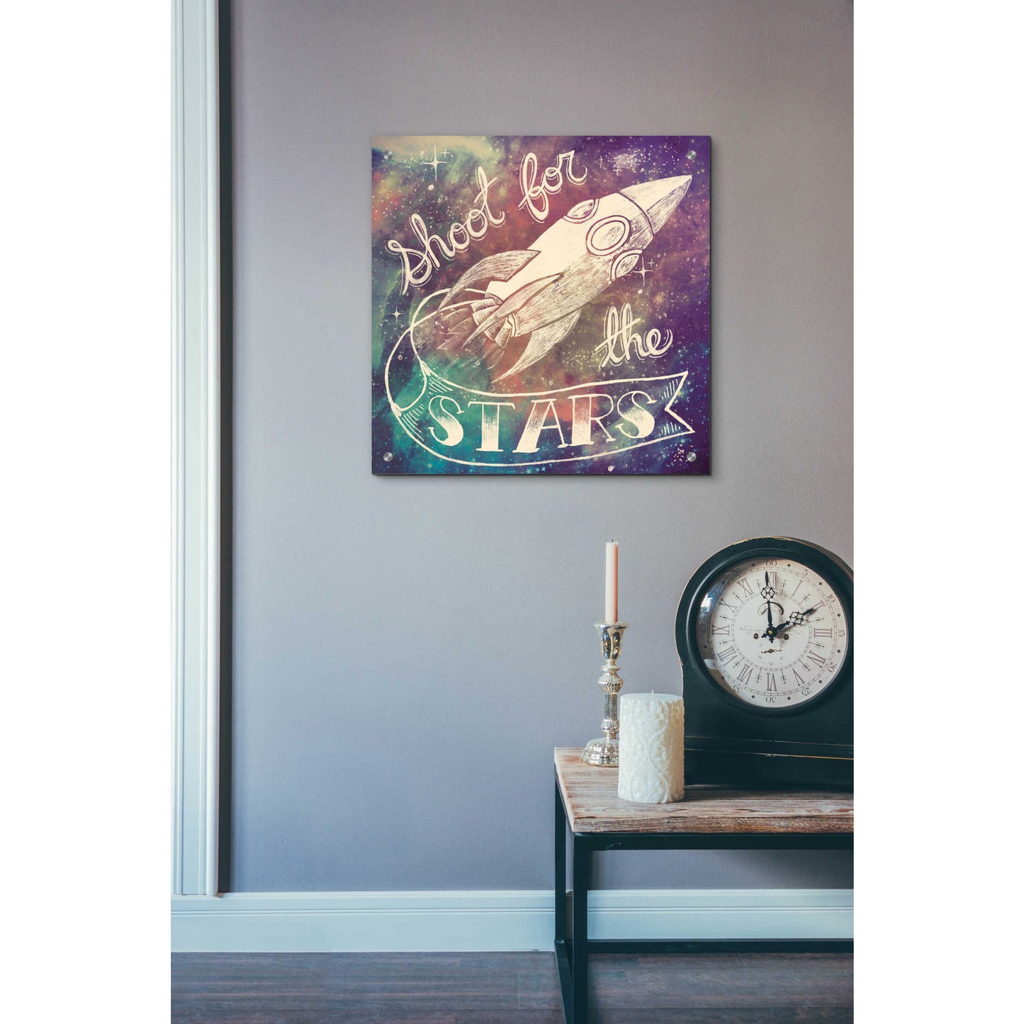 Epic Art 'Universe Galaxy Shoot For the Stars' by Mary Urban, Acrylic Glass Wall Art,24x24