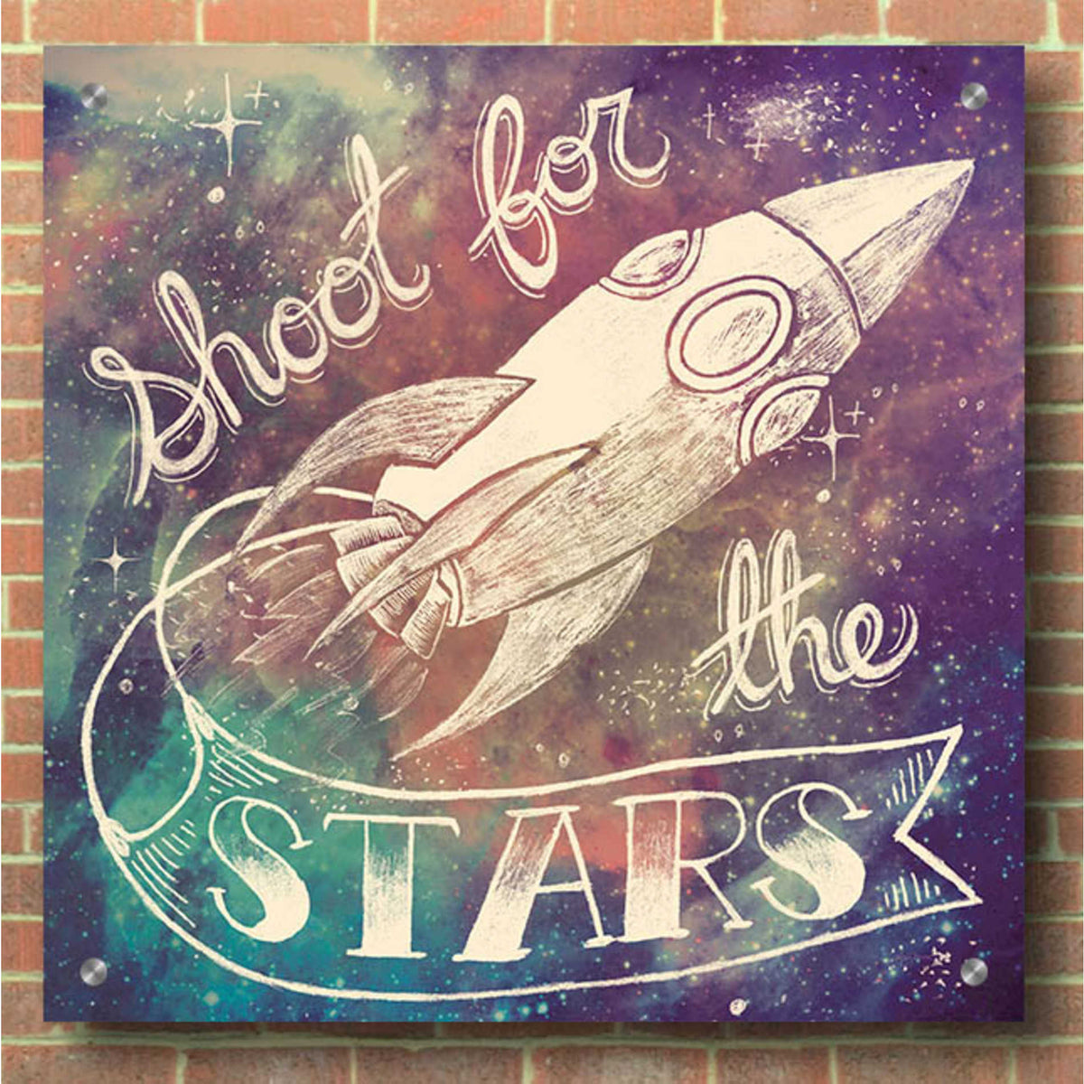 Epic Art 'Universe Galaxy Shoot For the Stars' by Mary Urban, Acrylic Glass Wall Art,36x36