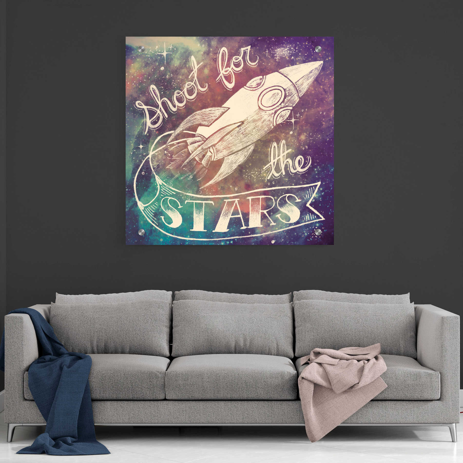 Epic Art 'Universe Galaxy Shoot For the Stars' by Mary Urban, Acrylic Glass Wall Art,36x36