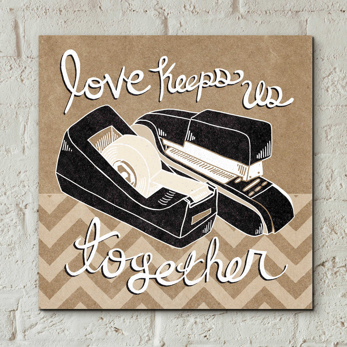 Epic Art 'Love Keeps Us Together Taupe' by Mary Urban, Acrylic Glass Wall Art,12x12