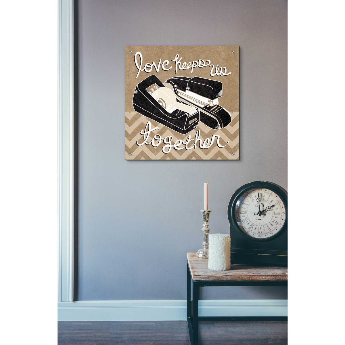 Epic Art 'Love Keeps Us Together Taupe' by Mary Urban, Acrylic Glass Wall Art,24x24