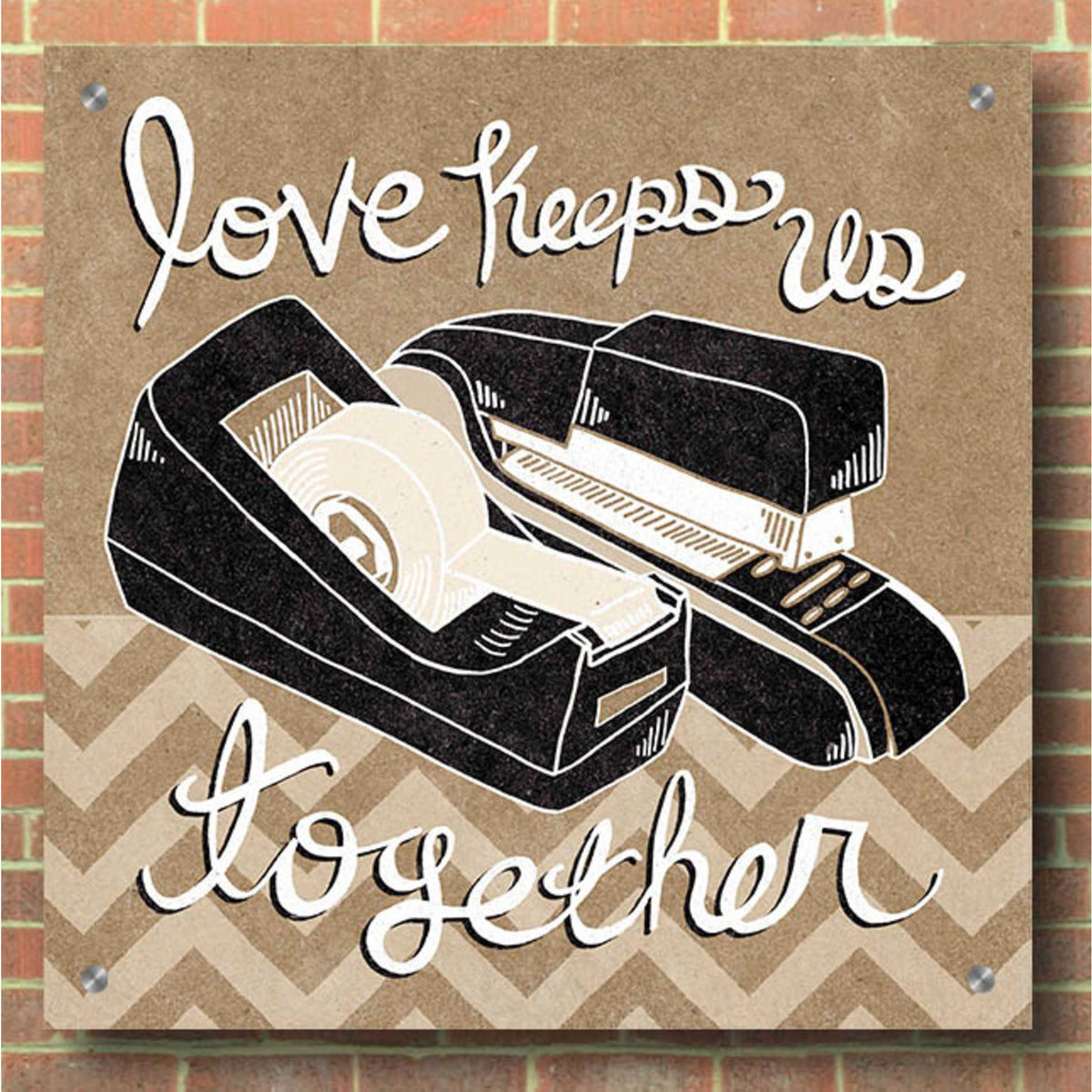 Epic Art 'Love Keeps Us Together Taupe' by Mary Urban, Acrylic Glass Wall Art,36x36