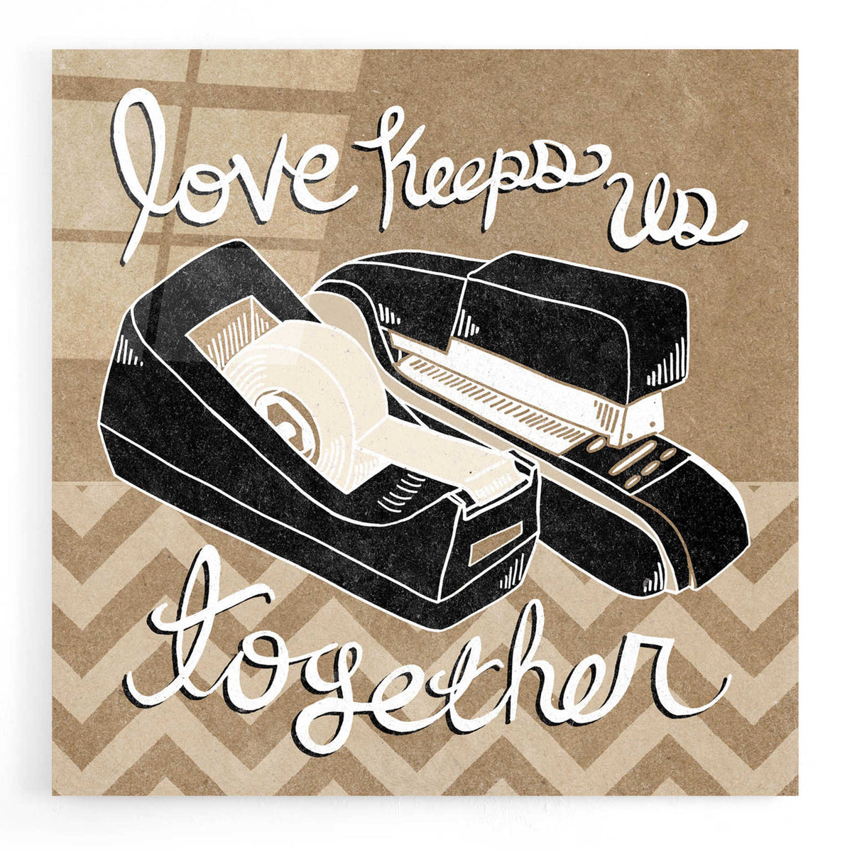 Epic Art 'Love Keeps Us Together Taupe' by Mary Urban, Acrylic Glass Wall Art