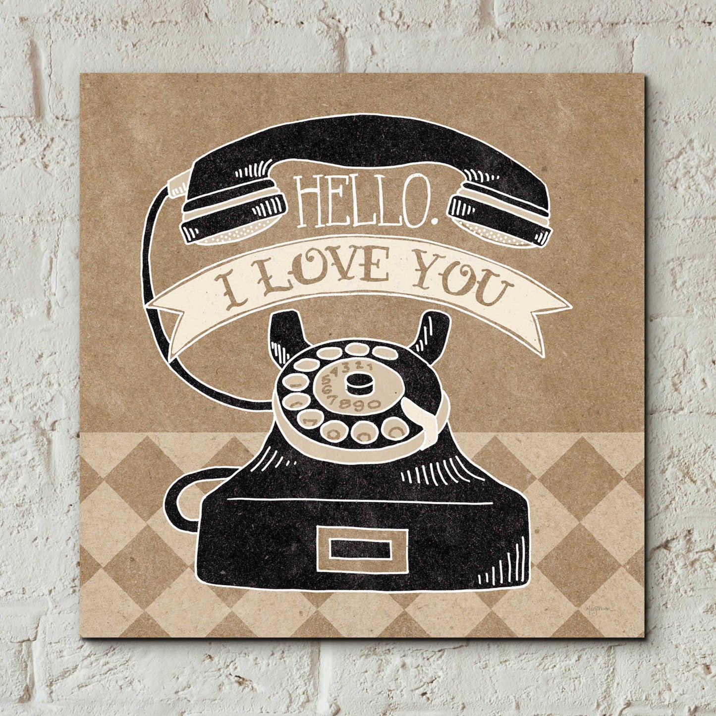 Epic Art 'Hello I Love You Taupe' by Mary Urban, Acrylic Glass Wall Art,12x12