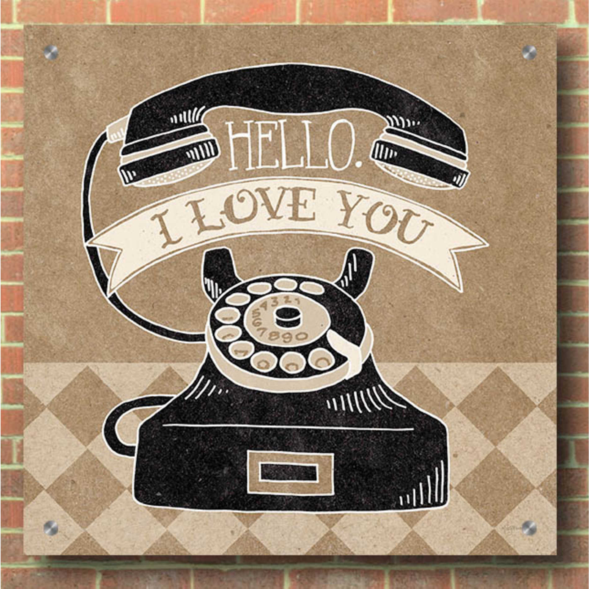 Epic Art 'Hello I Love You Taupe' by Mary Urban, Acrylic Glass Wall Art,36x36