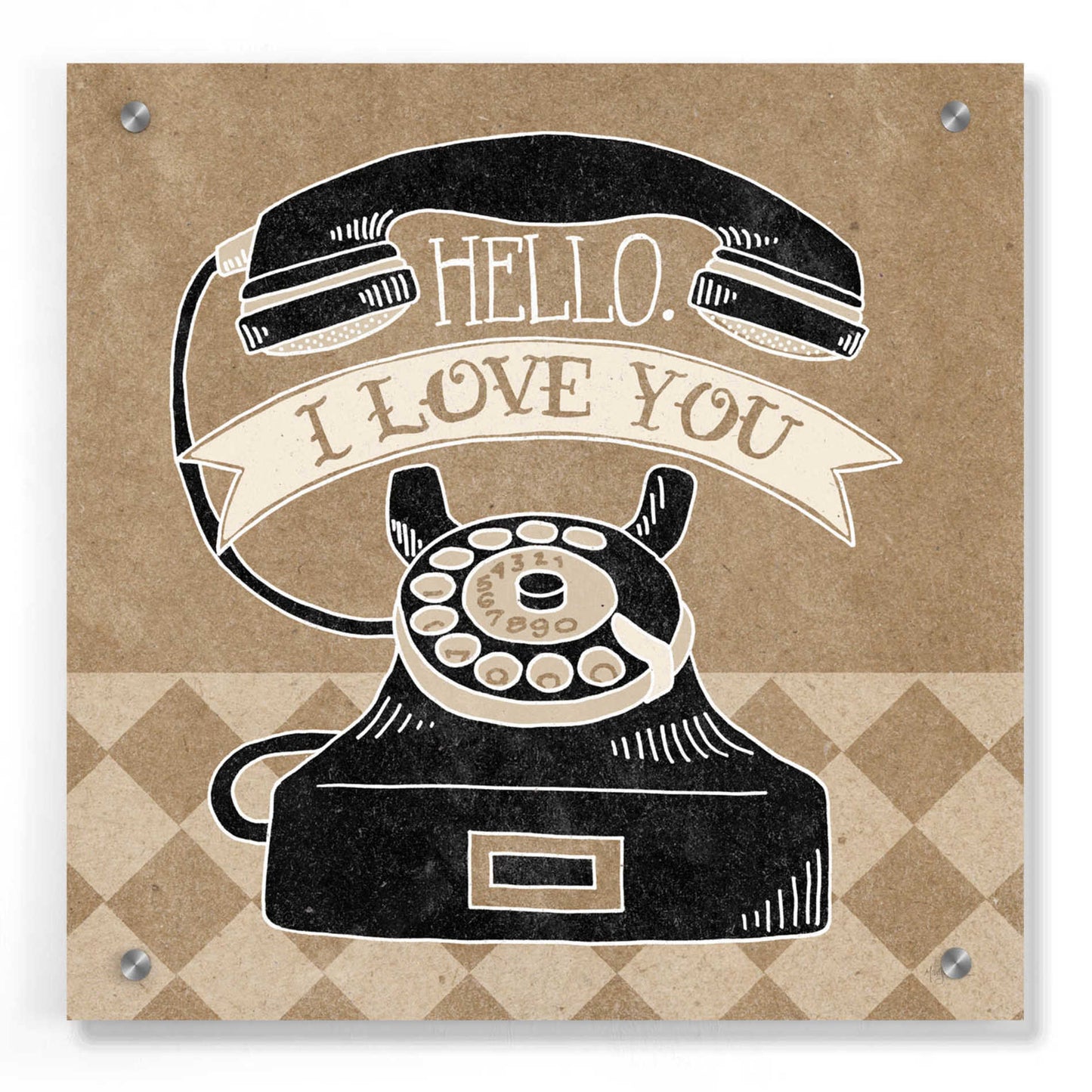 Epic Art 'Hello I Love You Taupe' by Mary Urban, Acrylic Glass Wall Art,36x36