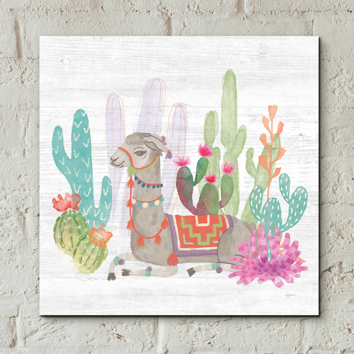 Epic Art 'Lovely Llamas I' by Mary Urban, Acrylic Glass Wall Art,12x12