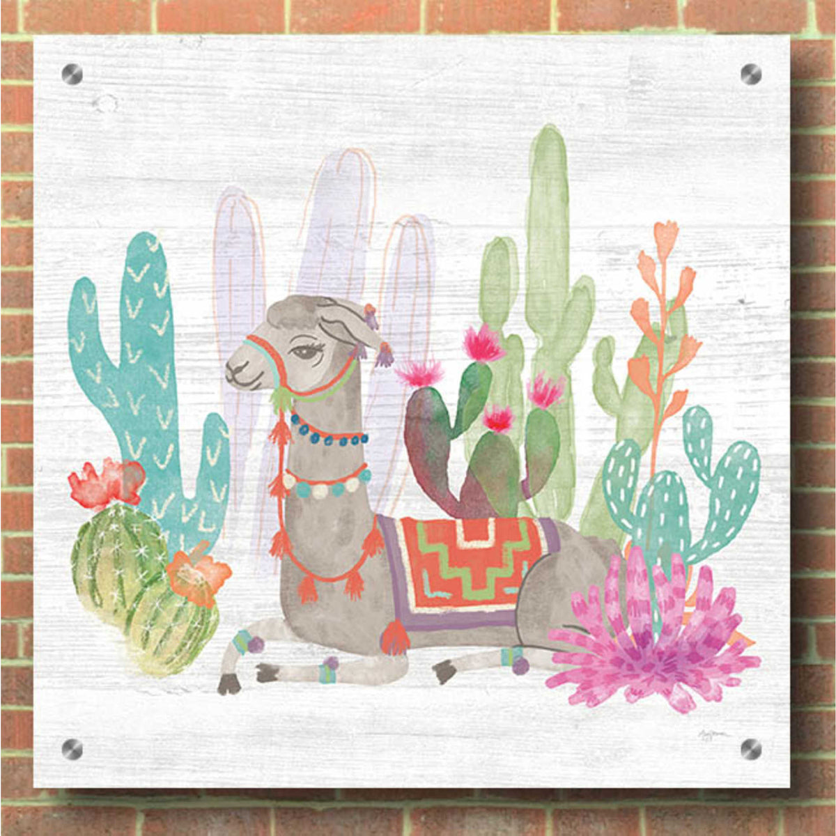 Epic Art 'Lovely Llamas I' by Mary Urban, Acrylic Glass Wall Art,36x36