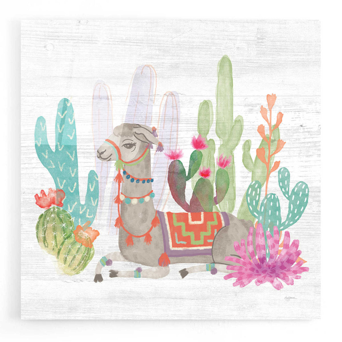Epic Art 'Lovely Llamas I' by Mary Urban, Acrylic Glass Wall Art