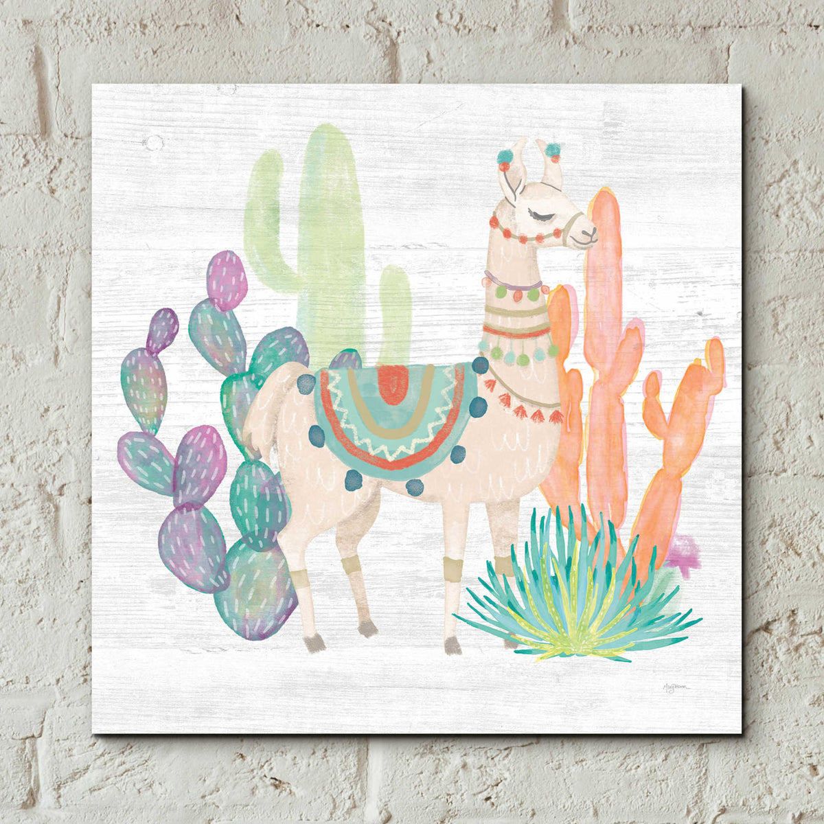 Epic Art 'Lovely Llamas II' by Mary Urban, Acrylic Glass Wall Art,12x12