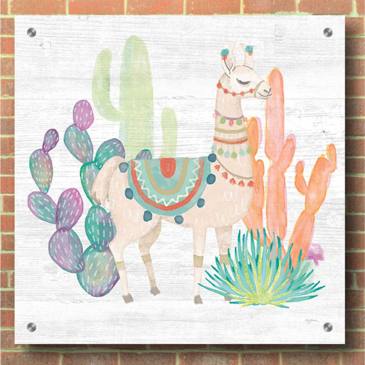 Epic Art 'Lovely Llamas II' by Mary Urban, Acrylic Glass Wall Art,36x36