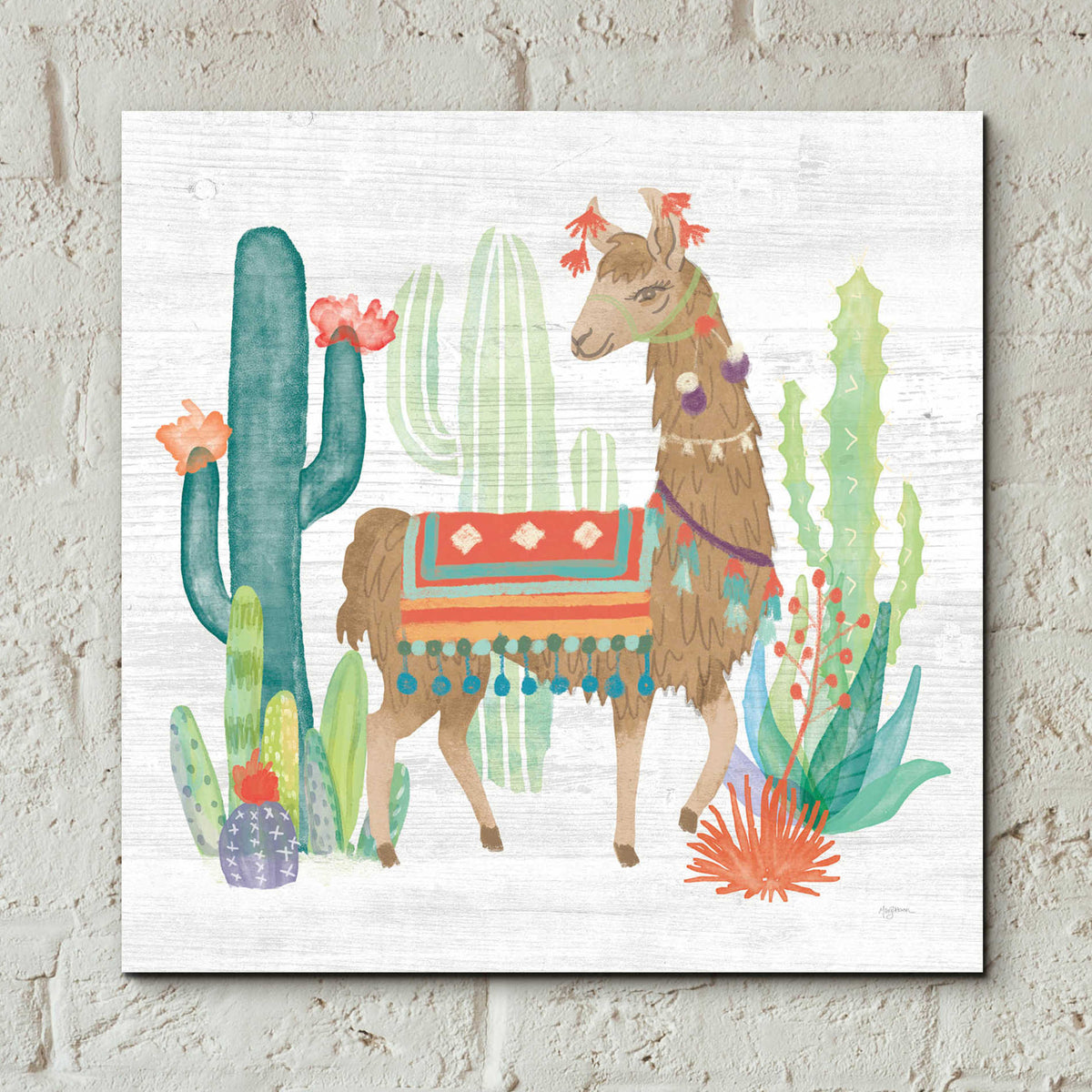 Epic Art 'Lovely Llamas III' by Mary Urban, Acrylic Glass Wall Art,12x12