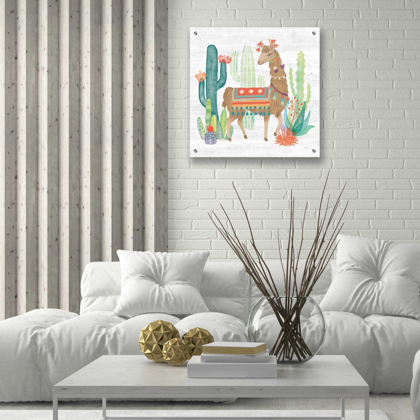 Epic Art 'Lovely Llamas III' by Mary Urban, Acrylic Glass Wall Art,24x24