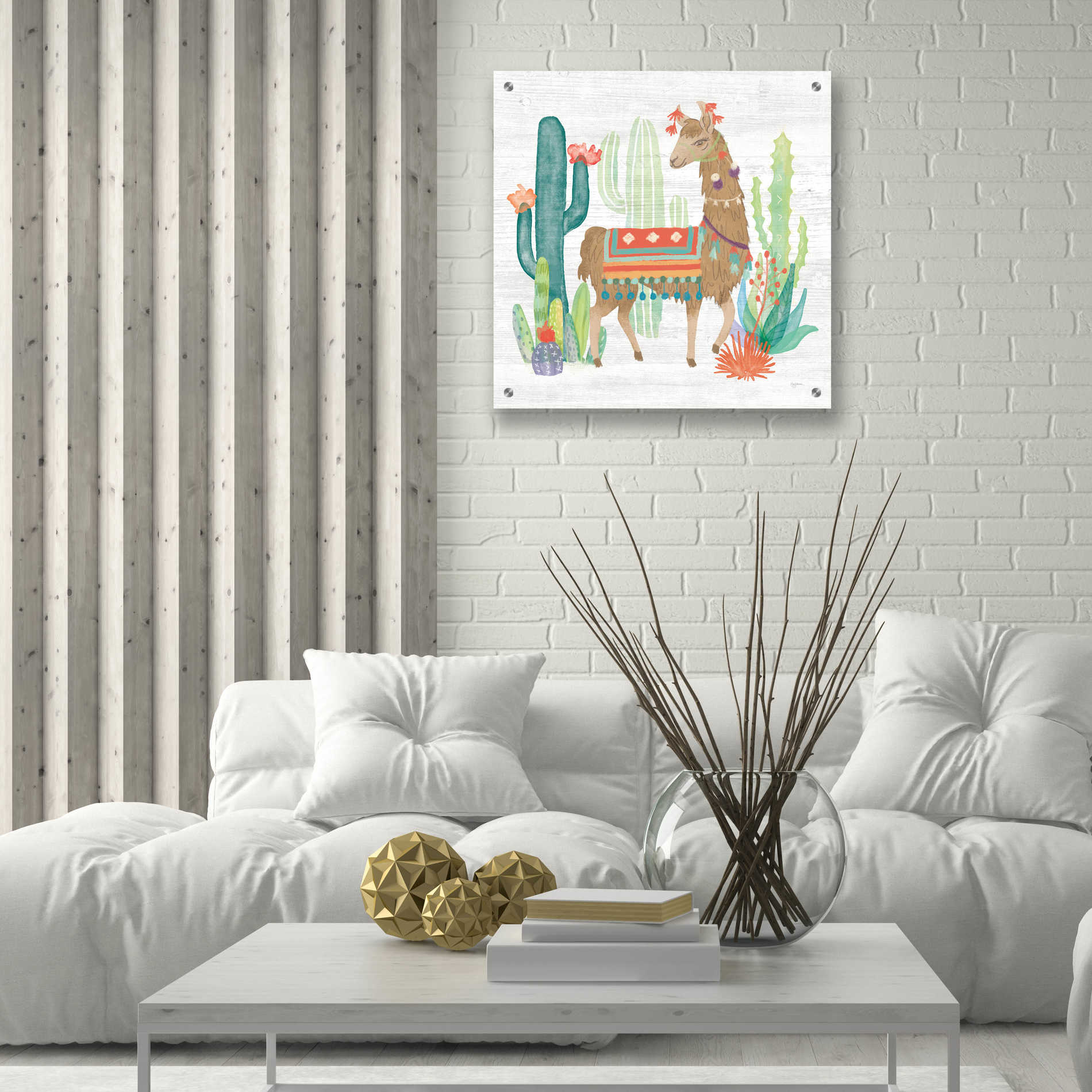Epic Art 'Lovely Llamas III' by Mary Urban, Acrylic Glass Wall Art,24x24