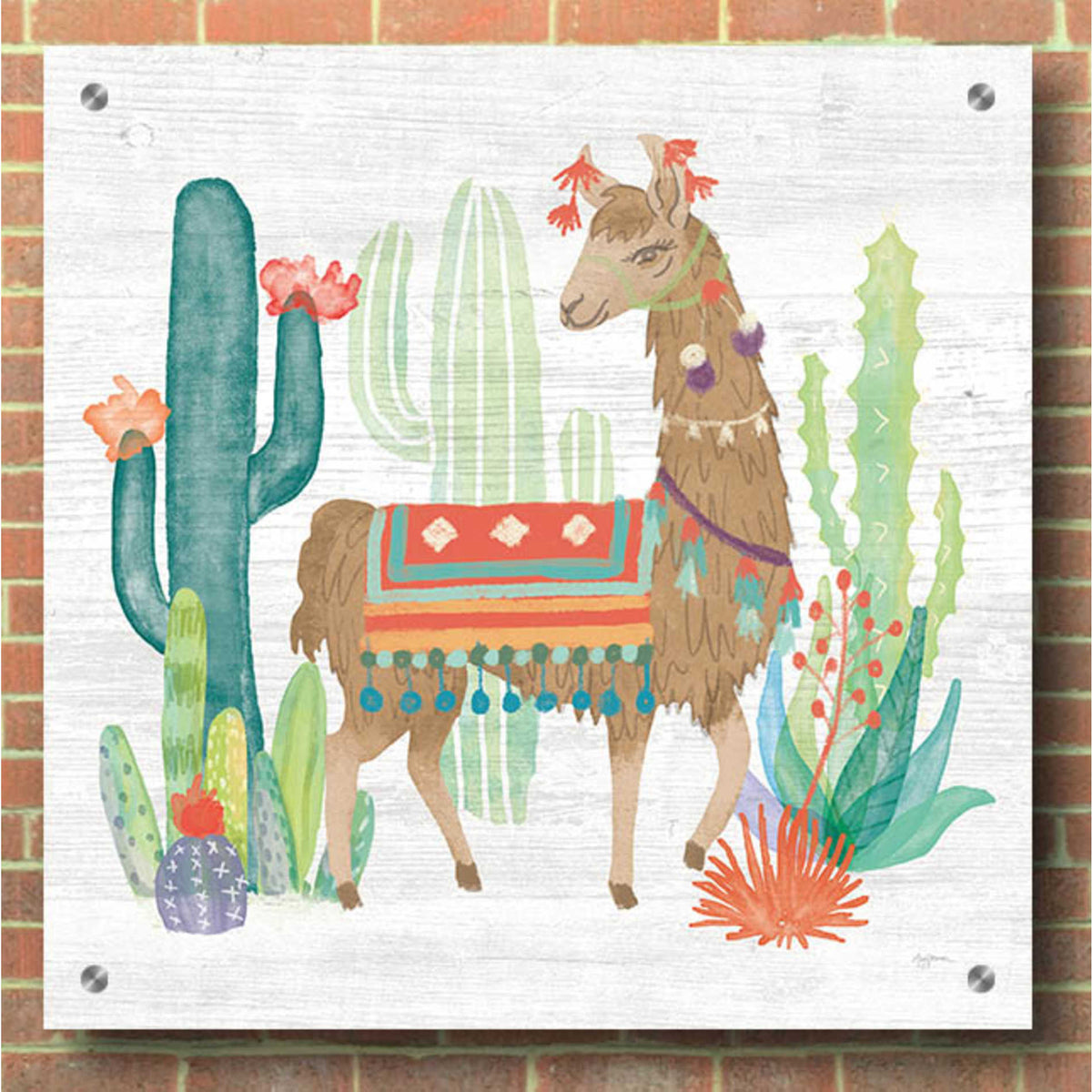 Epic Art 'Lovely Llamas III' by Mary Urban, Acrylic Glass Wall Art,36x36