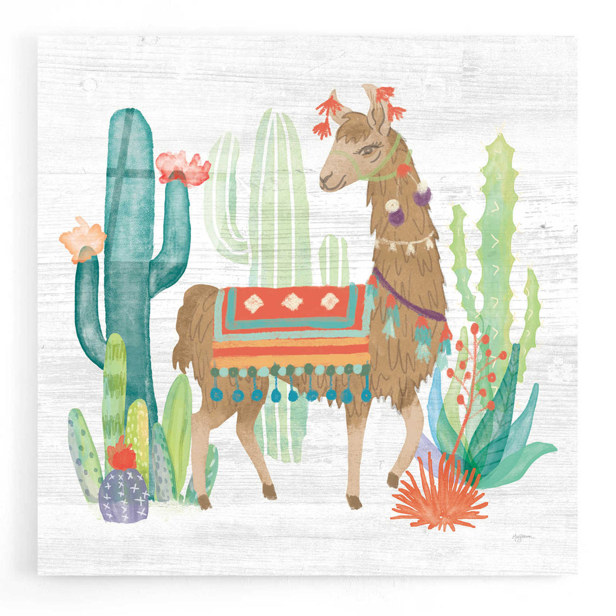 Epic Art 'Lovely Llamas III' by Mary Urban, Acrylic Glass Wall Art
