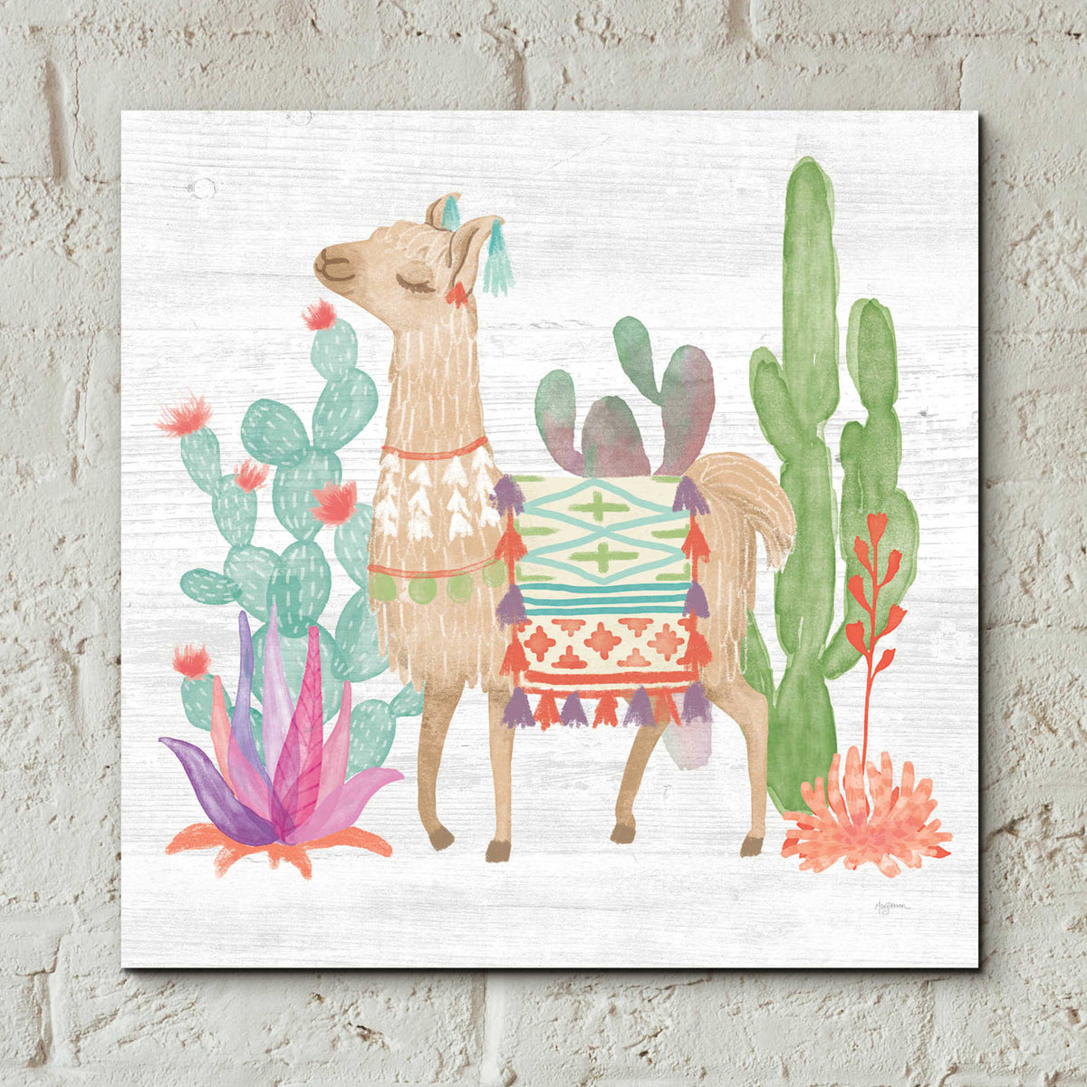 Epic Art 'Lovely Llamas IV' by Mary Urban, Acrylic Glass Wall Art,12x12