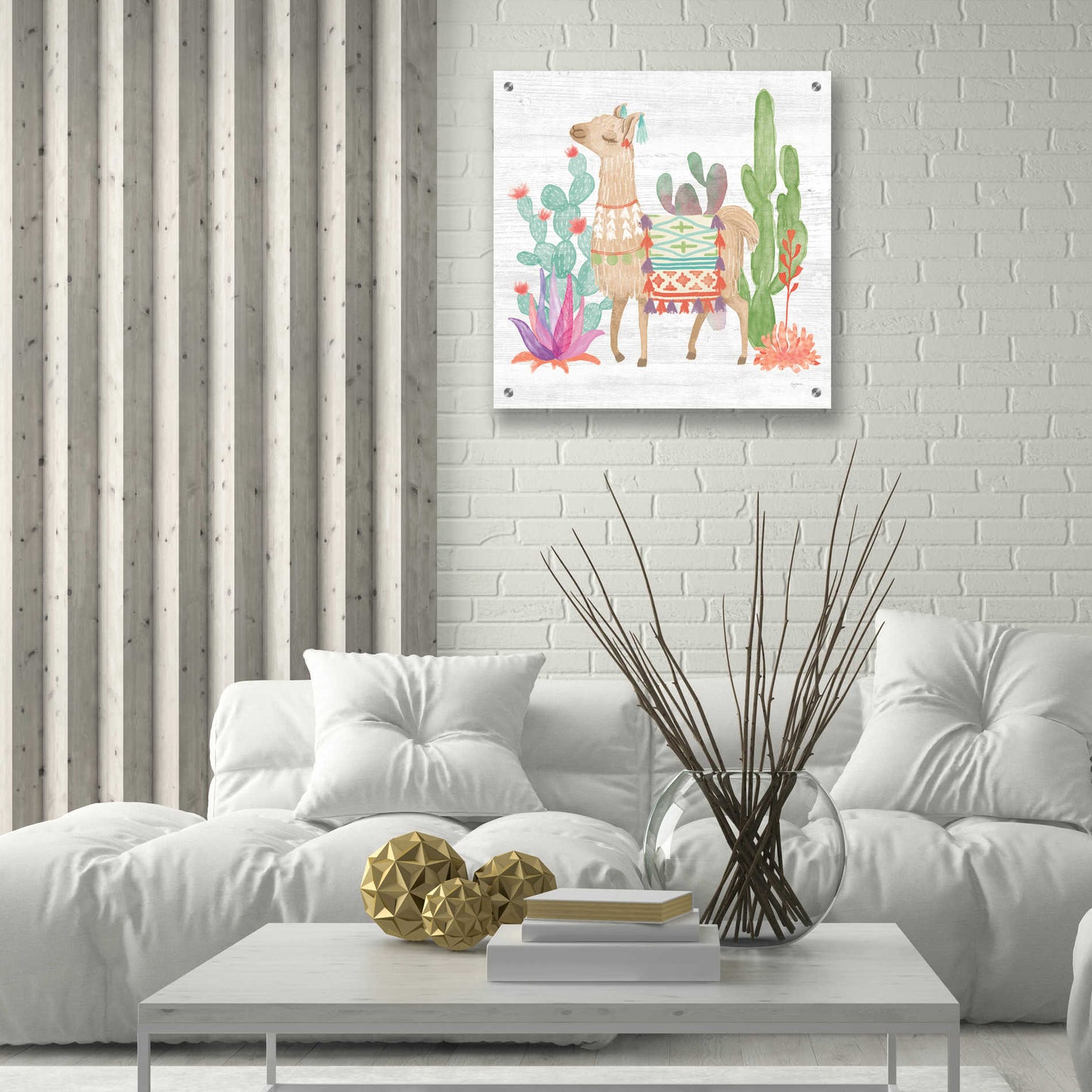 Epic Art 'Lovely Llamas IV' by Mary Urban, Acrylic Glass Wall Art,24x24