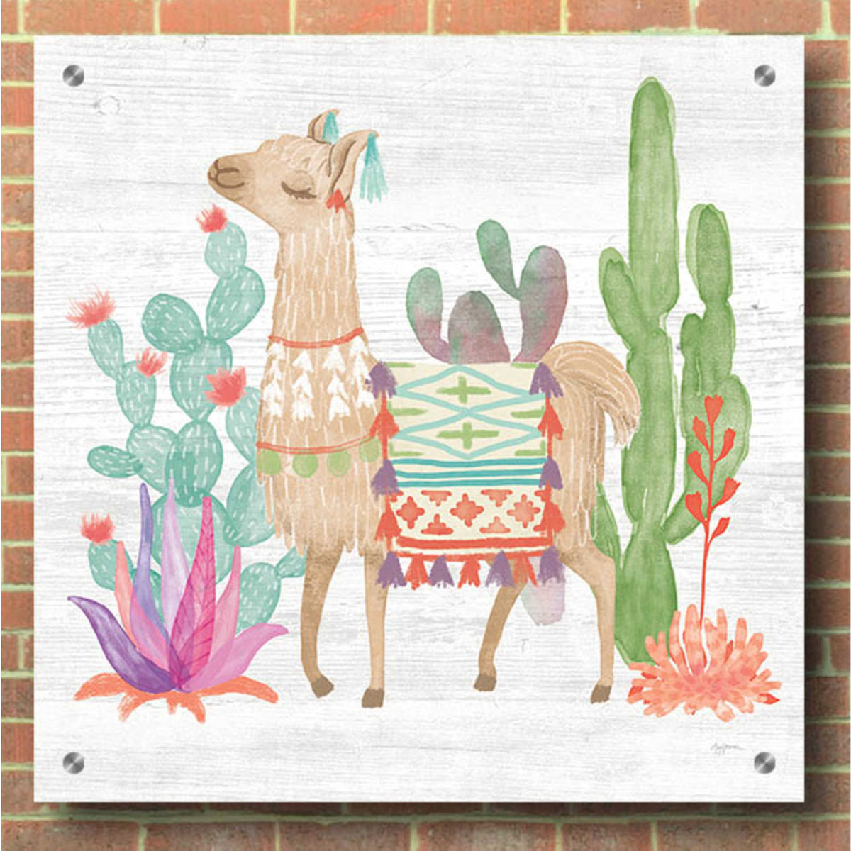 Epic Art 'Lovely Llamas IV' by Mary Urban, Acrylic Glass Wall Art,36x36