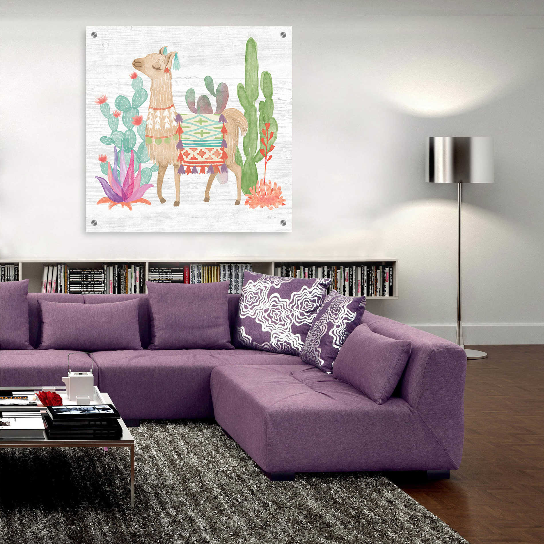 Epic Art 'Lovely Llamas IV' by Mary Urban, Acrylic Glass Wall Art,36x36