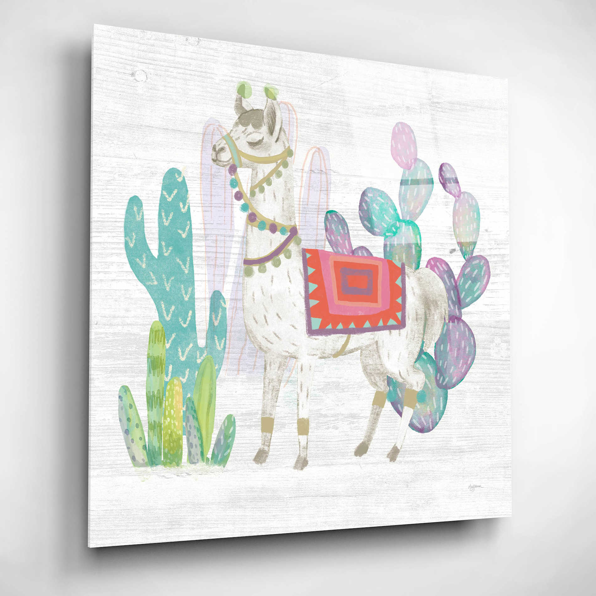 Epic Art 'Lovely Llamas V' by Mary Urban, Acrylic Glass Wall Art,12x12