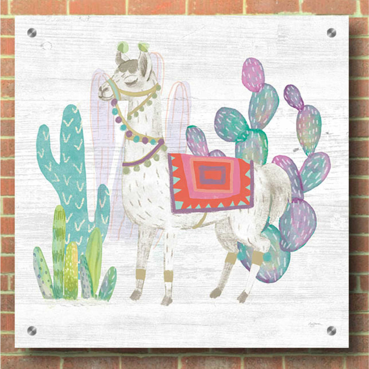 Epic Art 'Lovely Llamas V' by Mary Urban, Acrylic Glass Wall Art,36x36
