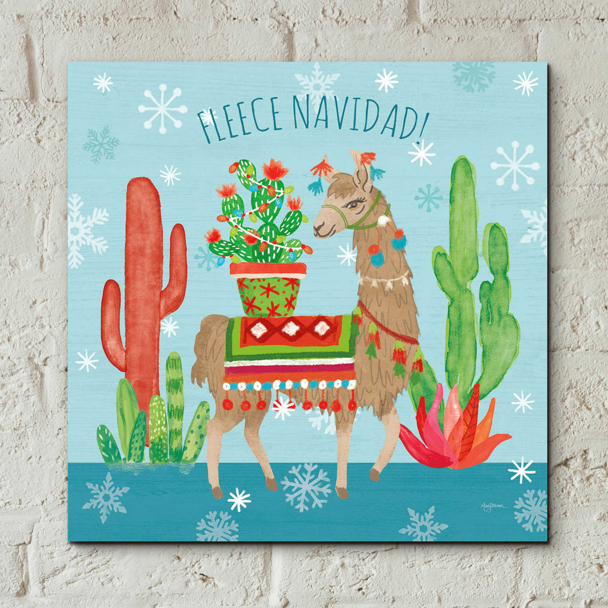 Epic Art 'Lovely Llamas Christmas III' by Mary Urban, Acrylic Glass Wall Art,12x12