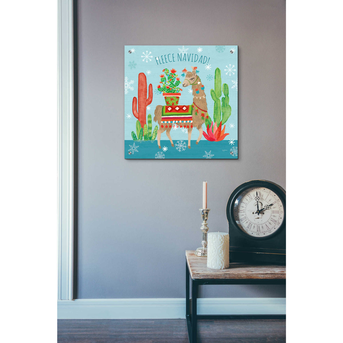 Epic Art 'Lovely Llamas Christmas III' by Mary Urban, Acrylic Glass Wall Art,24x24