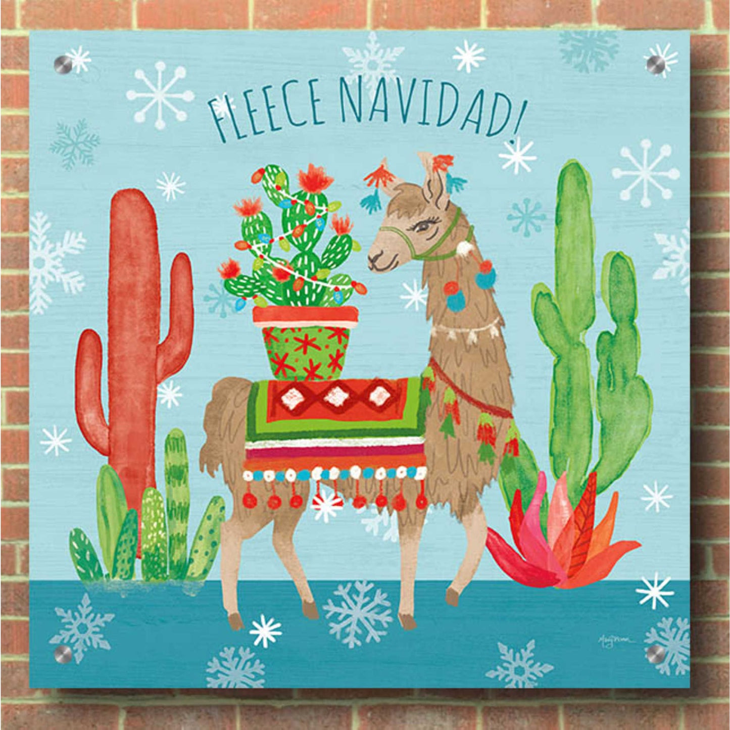 Epic Art 'Lovely Llamas Christmas III' by Mary Urban, Acrylic Glass Wall Art,36x36