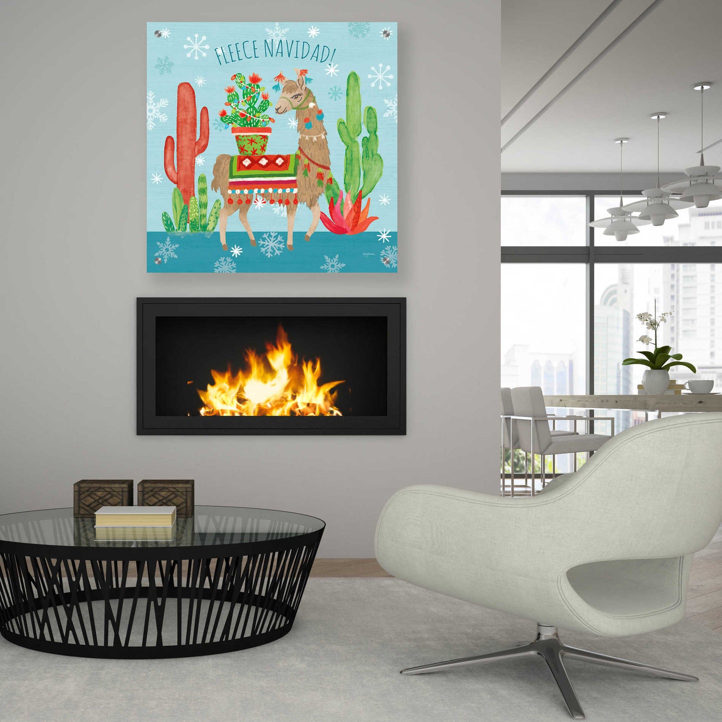 Epic Art 'Lovely Llamas Christmas III' by Mary Urban, Acrylic Glass Wall Art,36x36